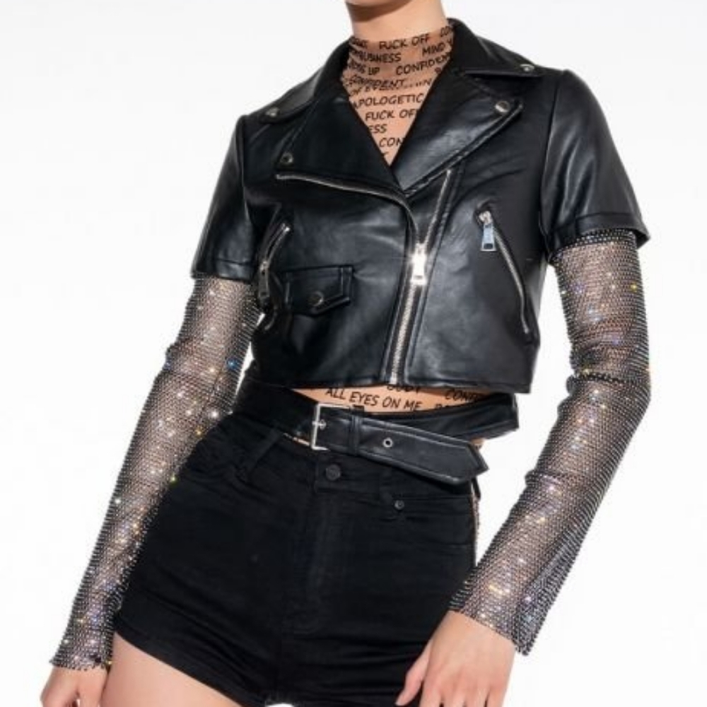 Azalea Wang Acerola Bling Moto Jacket
